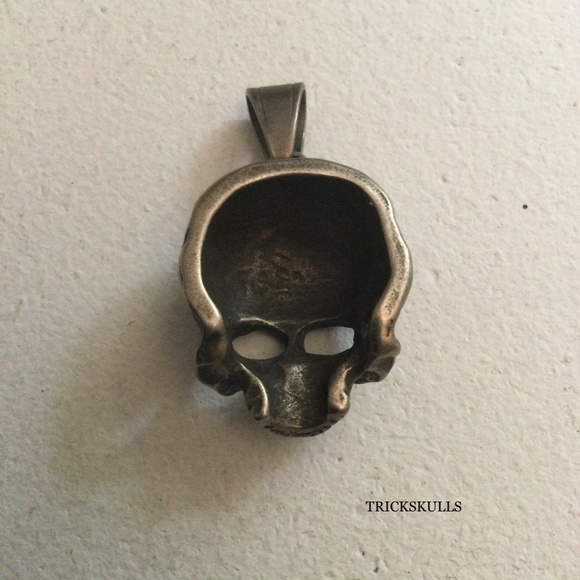 Dark Silver Classic Skull 316 Stainless Pendant & 50cm Black Round Box Chain - Picture 9 of 11